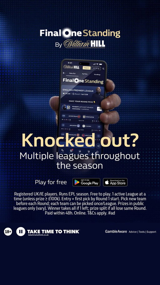 Deadline to enter the smaller jackpot is 12.30 tomorrow. Even if you're knocked out (like me 🥲) you can still win big!  

👉[https://t.co/8HuXhgCzlX]  #ad 18+. UK &amp; Ireland Only. 

Please gamble responsibly. GambleAware.

🤝 @WilliamHill 