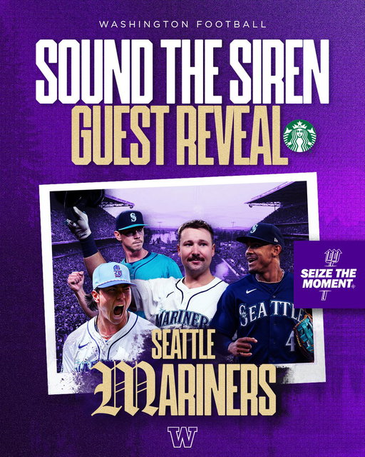 THE AL WEST CHAMPS ARE COMING TO MONTLAKE 🔱

Cal Raleigh, Julio Rodríguez, Bryan Woo and Emerson Hancock will sound the siren ahead of tomorrow’s @UW_Football game vs. Ohio State‼️

#GoHuskies x #SeizeTheMoment 