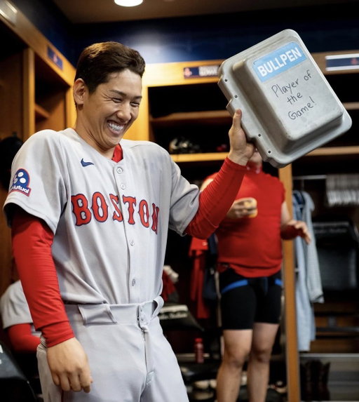 Masataka Yoshida was named the “player of the game” in the clubhouse, I fucking love it. 