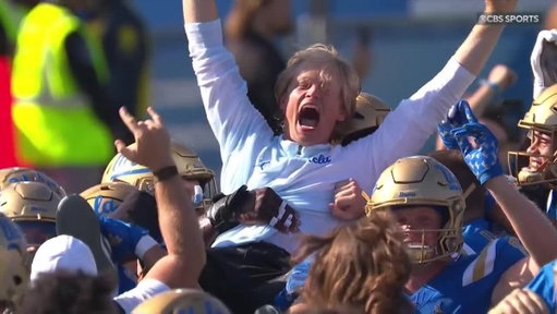 This is just awesome. 

Rick Neuheisel reacts to the final play of UCLA's win, with his son calling the plays for the Bruins. 