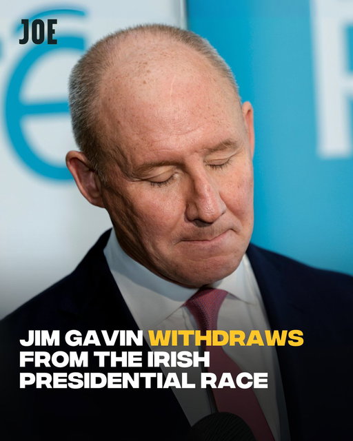 📷 BREAKING 📷 - Jim Gavin released a statement, saying : “When I announced my intention to contest the presidential election I did so in a spirit of lifelong public service and a love of country. That has always been my sole motivation.

“I believe deeply in this country, its dreams, its hopes and above all its people. The office of Uachtaran na hEireann is the highest in the land and the pinnacle of public service. It is an office that must be untainted by controversy or distraction.

“I always knew the campaign would be robust and challenging and anyone who knows me knows that I have never shirked from a contest. I have always sought to act in honour and good faith. However recent days have given me cause to reflect.

“I made a mistake that was not in keeping with my character and the standards I set myself. I am now taking steps to address the matter.

“I have also thought long and hard about the potential impact of the ongoing campaign on the wellbeing of my family and friends.

“Taking all these considerations on board, I have decided to withdraw from the presidential election contest with immediate effect and return to the arms of my family.

“Throughout this campaign I have been humbled by the encouragement and kind words I received. So many people have gone out of their way to support me in so many ways, and I would like to express my sincere thanks to them. I truly hope you understand my decision and do not feel let down."

“Go raibh mile maith agaibh.”

The Taoiseach Mícheál Martin has tonight comminicated to Fianna Fáil TDs to detail the decision.

"I am writing to let you know that Jim Gavin this evening informed me of his decision to step away from the Presidential campaign with immediate effect.

"I fully understand his decision and believe it is the correct one.

"As we all know Jim has achieved an enormous amount in his life, something which was seen by all of us who campaigned with him in recent weeks. His commitment to service and helping others has always, quite rightly, defined his character and his great standing with the public.

"Jim has accepted that he made an error in relation to an issue which has arisen in recent days.  As Jim himself has said, the office of Uachtarán na hÉireann is the highest in the land and the pinnacle of public service. He has also said he does not want to bring controversy onto this office.

"This has been a very difficult decision for Jim given his commitment to public service.  I wish him well. I have no doubt that he will continue to make a significant contribution to Irish life and society."