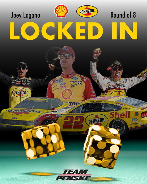 Las Vegas in the Round of 8 has always been special for @joeylogano. Can he keep the dice hot and lock in his 5th trip to the Championship 4? 🎲 