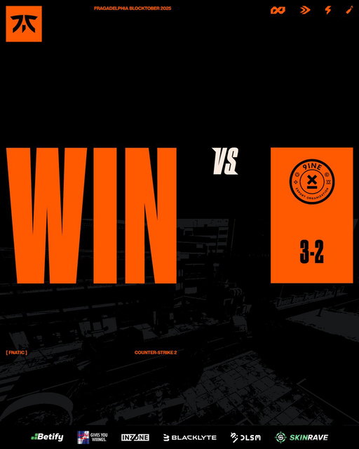 WE ARE YOUR FRAG BLOCKTOBER CHAMPIONS! 🏆

MAJOR QUALIFICATION SECURED, SEE YOU IN BUDAPEST! 🧡

#FNCWIN 