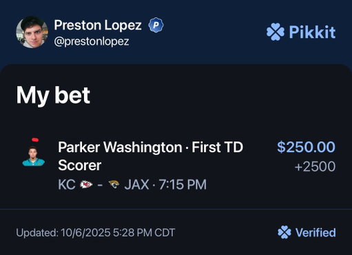 THE FISRT TOUCHDOWN OF THE JAGS V KANSAS CITY WILL GO TO… 