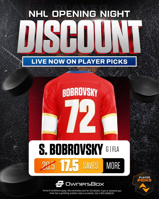 NHL DISCOUNT 🚨

Bob saves has been knocked down to 17.5 tonight!

Go grab it live now in the app 🤝 