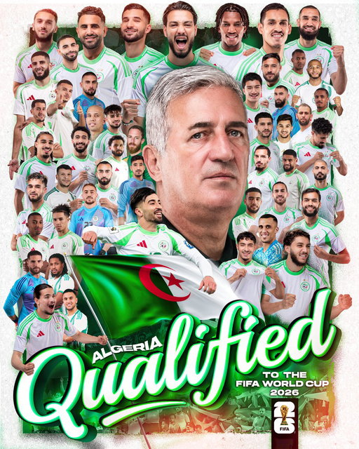 هيـا بنـا هيـا بنـا إلــــى المووووونـديااااال

العودة إلى المونديال 🌍💪
#LesVerts⭐⭐ | #123vivalAlgérie🇩🇿 