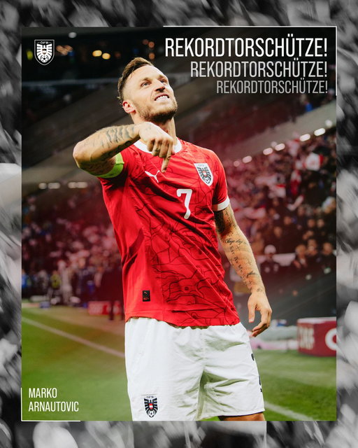 May we introduce: Marko Arnautovic, Rekordtorschütze von Österreich! 😍🇦🇹 #GemeinsamÖSTERREICH 
