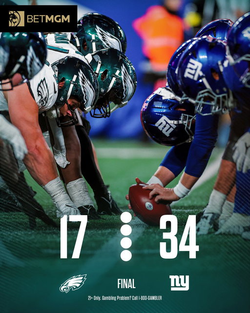 Final

@BetMGM | #PHIvsNYG 