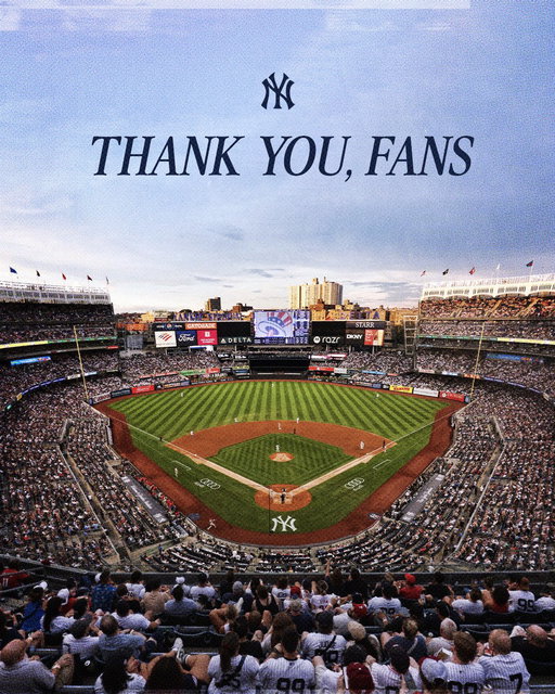 Thank you, Yankees fans, for your support all season long 💙 