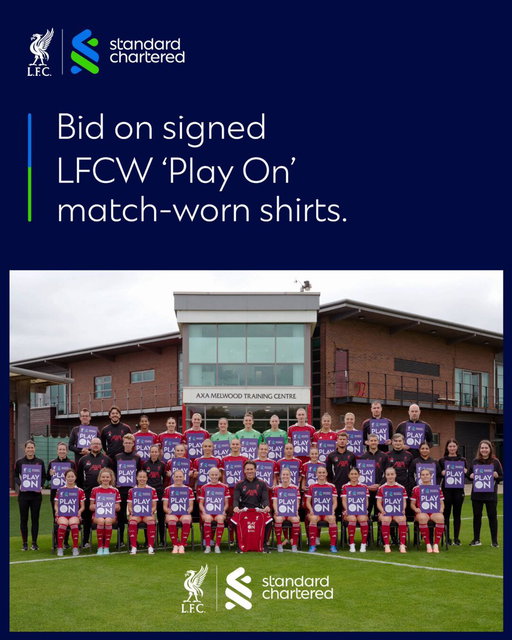 'Play On’ is our joint initiative with @LiverpoolFC to help girls around the world succeed on and off the pitch.
You can bid on special edition ‘Play On’ shirts worn and signed by @liverpoolfcw players from their match against Manchester City WFC.
Auction open until 26 October: https://t.co/SXRFUFTkQb
#SCLFCPlayOn #LiftingParticipation #InspiringInclusion