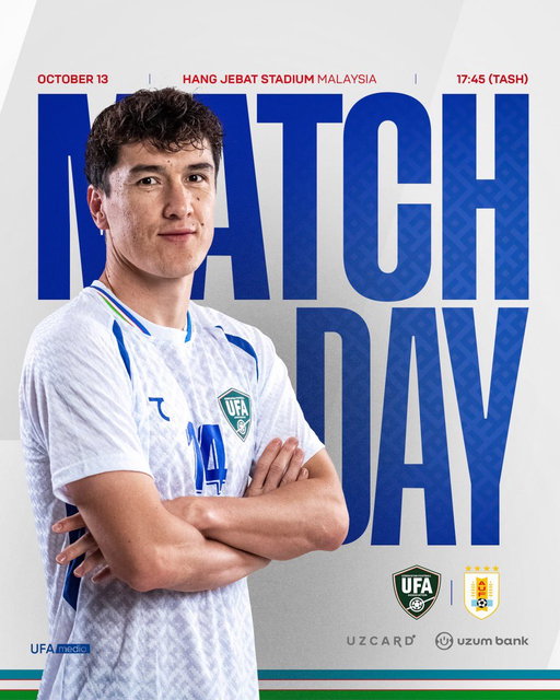 #MatchDay Oʻyin kuni

✨ Imternational friendly match
🇺🇿 Uzbekistan — Uruguay 🇺🇾 
🗓 13 October 17:45 
🏟 “Hang Jebat” stadium. Melaka 