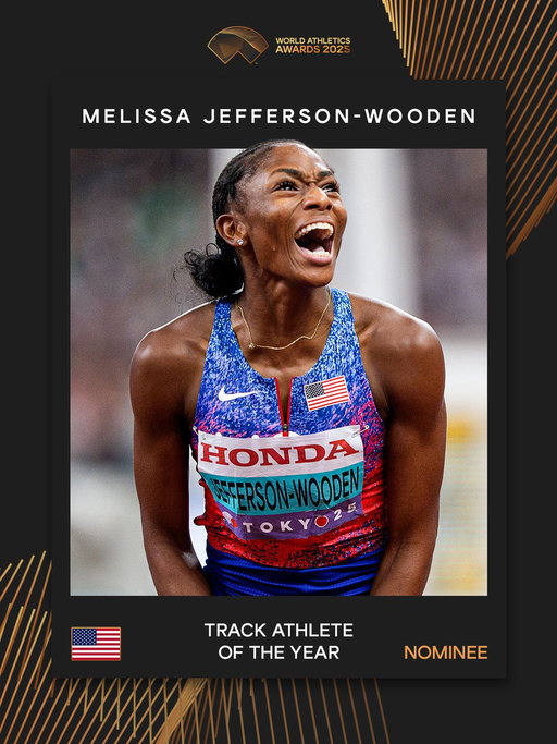 Female Track Athlete of the Year nominee ✨

Repost to vote for Melissa Jefferson-Wooden 🇺🇸 in the #AthleticsAwards.

Voting closes on Sunday 19 October at 11:59 PM CEST. 