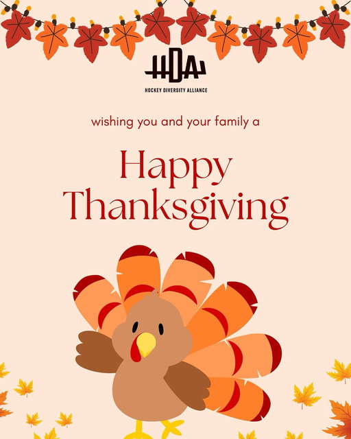 This Thanksgiving, we’re grateful for our players, families, and community who continue to stand with us in creating a more inclusive game. Thank you for being part of our journey — together, we’re changing hockey for the better. 🍂 

#HockeyDiversityAlliance #Thanksgiving 