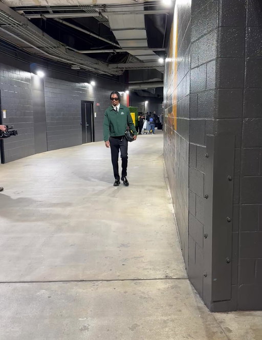 Jayden Daniels arrives for tonight’s Monday Night Football ‘Blackout’ game vs. the Chicago Bears. 