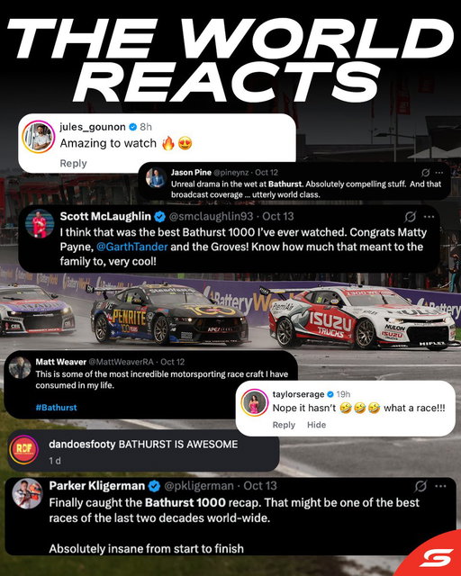 The world has their say on THAT race 🌏

#RepcoSC #Supercars #Bathurst1000 