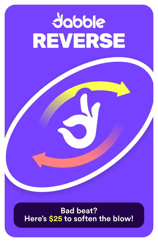 DABBLE REVERSE TIME🔥

Send us your bad beats on Dabble from this weekend and we will REVERSE them!!🔄🤑

We will take 5 of the WORST beats and turn them into $25 😎💰

PLEASE include your Dabble username!!👌 