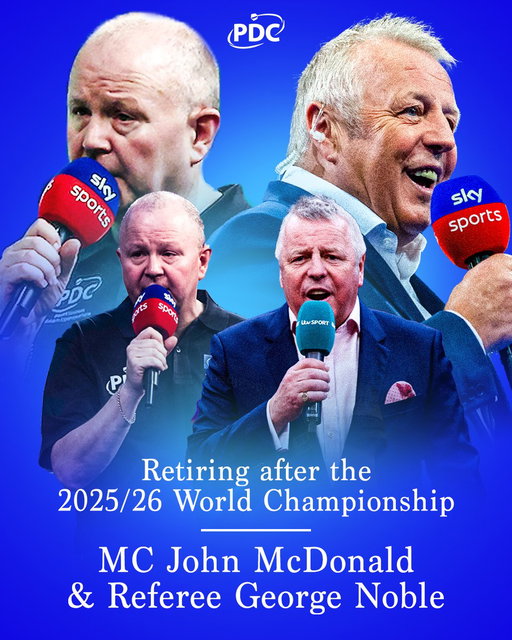 End of an era 🎤😢

PDC legends John McDonald and George Noble will hang up their microphones after the 2025/26 World Championship.

🗞️ https://t.co/iMjkRFdPDr 