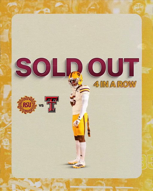 ANOTHA ONE ☝️ SATURDAY'S GAME IS OFFICIALLY SOLD OUT 😈

Still looking to get tickets? Check out Ticketmaster, the official marketplace of Sun Devil Athletics, for last-minute tickets: https://ow.ly/Gsgt50XelAX 