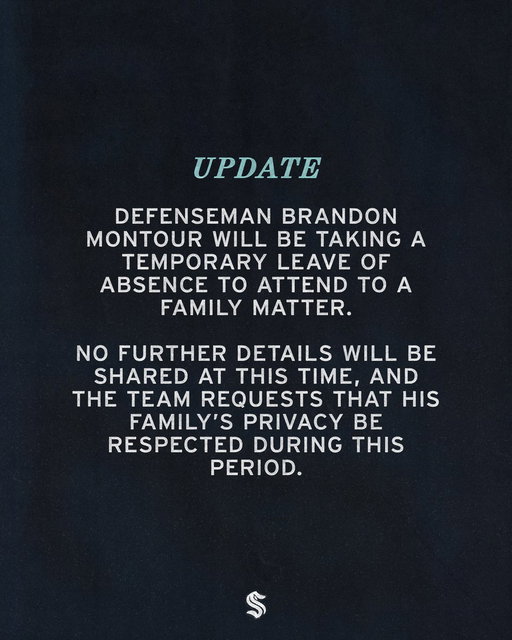 An update on #SeaKraken defenseman Brandon Montour: 