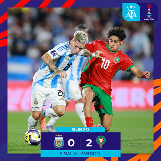 🏆 #U20WC

⚽ @Argentina 🇦🇷 0 🆚 #Marruecos 🇲🇦 2 (Yassir Zabiri x2)
 
👉 Final del partido

🙌 ¡Gracias por darlo todo, chicos! 