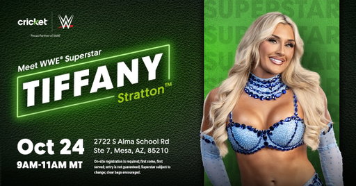 Come meet @WWE Women's Champion @tiffstrattonwwe at our store in Tempe, AZ! 