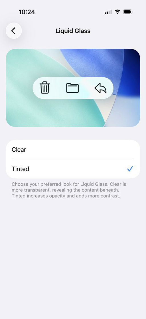 Sadly, switching to Tinted only seems to affect notifications and a few smaller UI elements. Still no change to the glassy borders around icons and widgets on the Home Screen 😭

Fingers crossed it’s a sign of things to come with a future iOS update though 🤞🏻 
