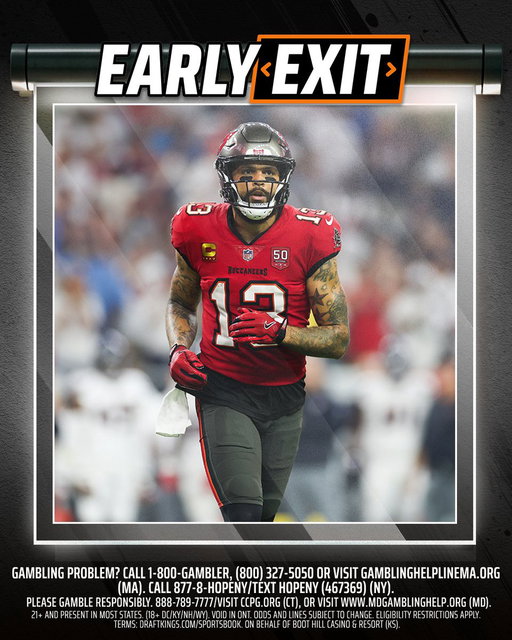 Mike Evans has been ruled OUT — #EarlyExit is in effect.

All qualifying bets will be honored, and cash credits distributed within 24 hours. Cash credits are withdrawable.

Details 🔗 https://t.co/iODK4khvfm 