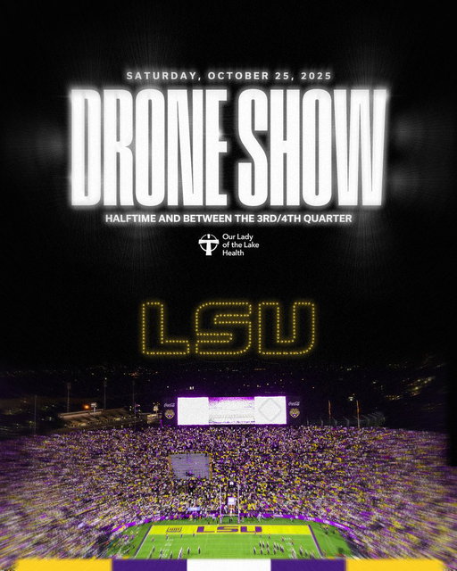 Don't miss the drone show at halftime and the 3rd/4th quarter break in Tiger Stadium on Saturday! 
