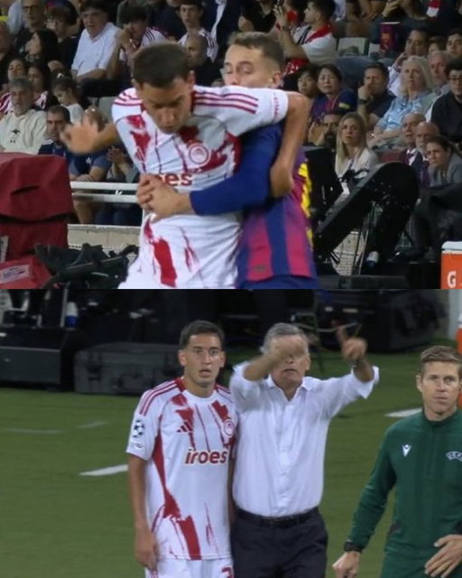 Olympiakos’ Hesse was given a red card, but replay showed Casado with two hands around Hezze’s body.

The Olympiakos manager shouted: “Hello, what are we doing?! What’s going on?! Where is VAR?!” 🧐 