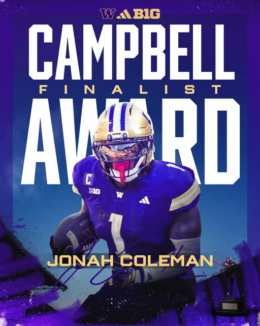 𝐂𝐚𝐦𝐩𝐛𝐞𝐥𝐥 𝐓𝐫𝐨𝐩𝐡𝐲 𝐅𝐢𝐧𝐚𝐥𝐢𝐬𝐭 

Jonah Coleman has been named a finalist for "the academic Heisman" which recognizes a combination of academics, football and leadership.

📰 http://gohski.es/4o1C1PF
🔗 http://gohuskies.com/JC1

@NFFNetwork 