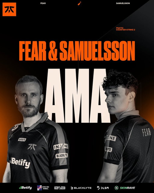 Got any burning questions for @fEAR10cs or @SammeCS2? They’re answering your questions this evening from 18:30 CEST on the Fnatic app!

Send 'em in here: http://fna.tc/fear-samme-ama 