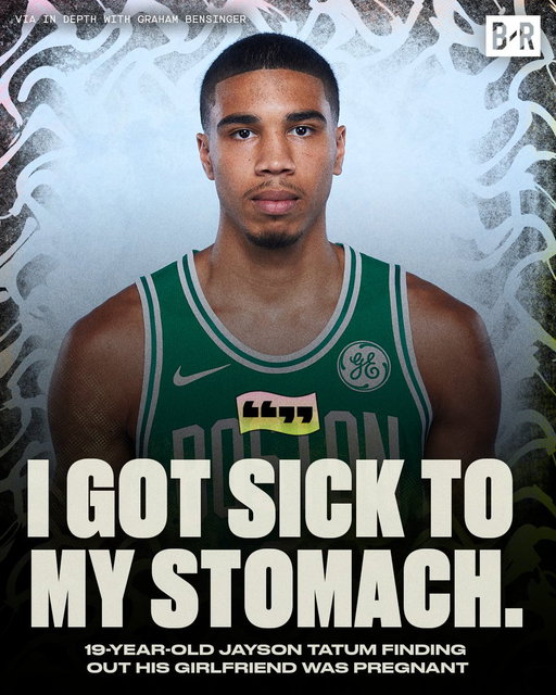 Jayson Tatum said he was initially 'sick to his stomach' when he got the news that his high school girlfriend was pregnant

The Anomaly explained that having Deuce at 19 years old made him grow up faster and that he wouldn't change it for the world 🥹♥️

(Via @GrahamBensinger) 