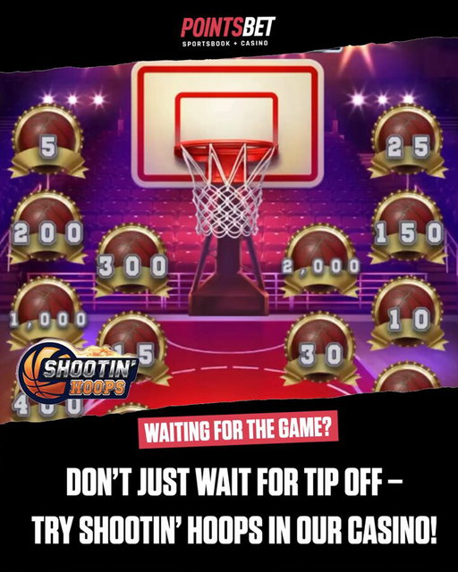 Scrolling odds while you wait for tip off? 🏀📱
Keep the buckets flowing in between the action on Shootin’ Hoops in the PointsBet Casino NOW! 🎯🔥

#PointsBet #PointsBetCanada #Casino #NBA #Basketball 