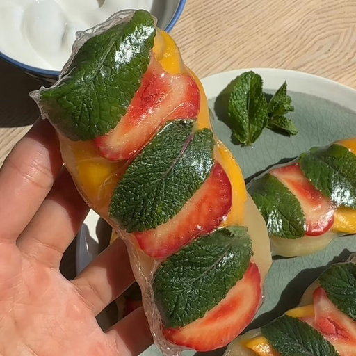 Fruit Summer Rolls with Coconut Yoghurt 