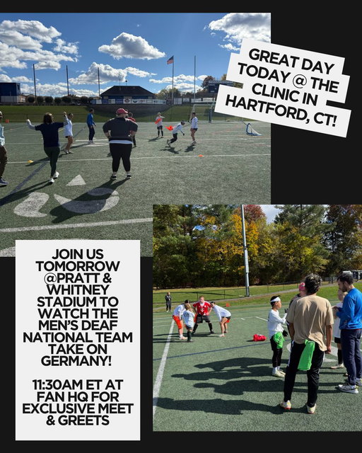 Great day today at the soccer clinic in Hartford, CT! TY everyone who came out to play! We hope to see you tom. @ Pratt &amp; Whitney Stadium watch Men’s Deaf National Team take on GER. Find us in the Fan HQ 11:30am exclus meet/greet! Can’t join, tune in watch at 1PM truTV+ HBOMax 