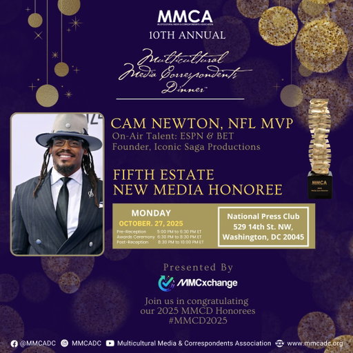 The 10th Annual Multicultural Media Correspondents Dinner (@MMCADC) is here!

It's an honor to be recognized, especially alongside this group of honorees including a legend like James Brown from CBS. That's the real W!

Tonight, Monday, October 27th! 
Let's Go! #MMCD2025 #MMCAS 