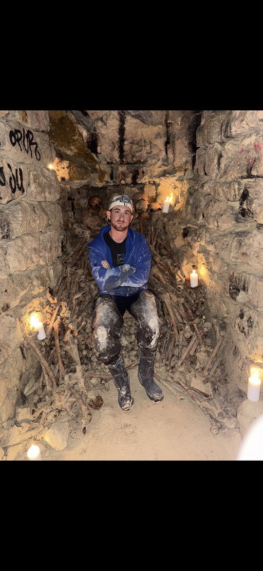 I’m sitting among 6 MILLION human skulls and bones in the Paris Catacombs.  Full video drops this Friday (on Halloween Day!) with ​⁠@SamandColby 🔥🔥🔥 