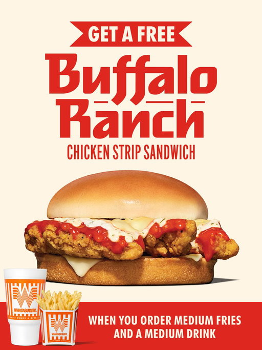 You: fries + drink.
Us: free Buffalo Ranch Chicken Strip Sandwich.

Teamwork makes the dream work. 🤝 Get it on the app now thru 11/4. 
