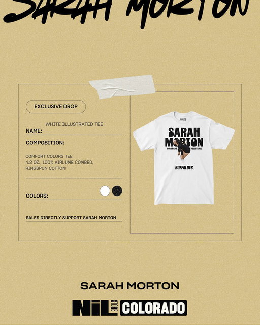 From every serve to every set, Sarah Morton brings energy that can’t be ignored. Now, her story hits the court and the closet — the exclusive tee is here. 🖤💛 
#SkoBuffs #coloradovolleyball #NILstore #SarahMorton 