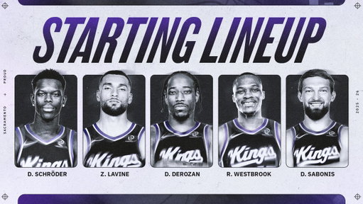 tonight’s starting lineup ✋⤵️

👑 Dennis Schröder
👑 Zach LaVine
👑 DeMar DeRozan
👑 Russell Westbrook
👑 Domantas Sabonis 