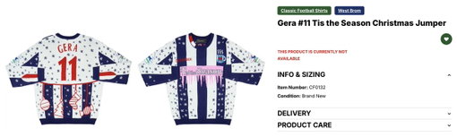 Aaaaand it's gone!

West Brom is the first jumper to sell out in just over an hour! Got an eye on a design? Well grab it while you can because it might not last long... 👀 