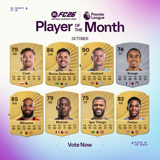 Another month of @PremierLeague magic ✨

Vote for your standout star here: https://t.co/S4T53umFME 