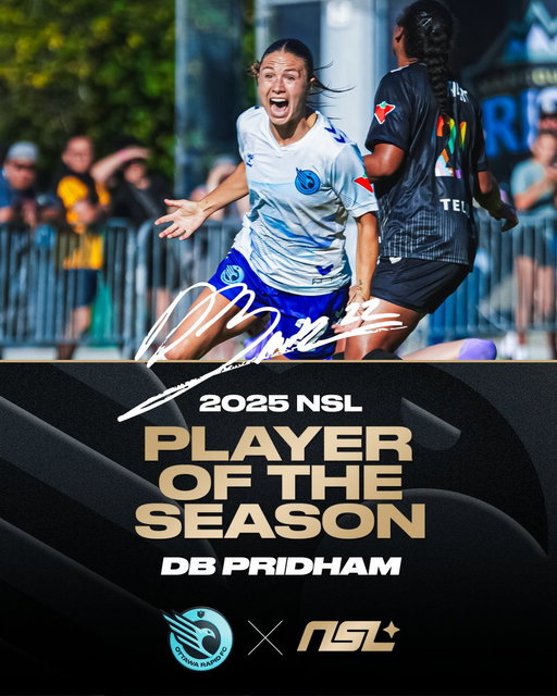 👑 2025 NSL Player of the Year — Delaney Baie Pridham

The best in the league.
Delaney Baie Pridham is crowned 2025 NSL Player of the Year. 💙🪽

-

La meilleure de la ligue.
Delaney Baie Pridham est couronnée Joueuse de l’année 2025 de la SLN. 💙🪽 