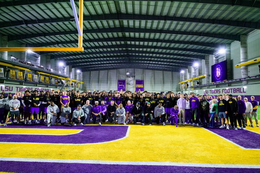 Thanks to our former Tigers for coming to speak to our team. It’s always Forever LSU! 