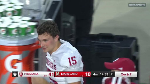 With a 31-point lead, Fernando Mendoza comes out at QB as his brother, Alberto, takes over. 