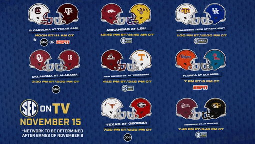 📺 #SECFB on TV: Nov. 15

Updates: http://secsports.social/fbtv1103