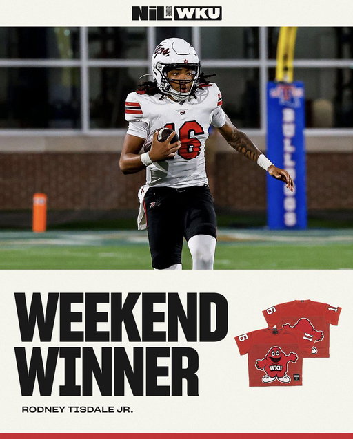 WEEKEND WINNER featuring Rodney Tisdale Jr. who was named CUSA Freshman of the Week! 
Shop his gear now! 🔴⚫️

➡️ https://t.co/bVMI2DN4NI

#topsontop #wkufootball #wku 