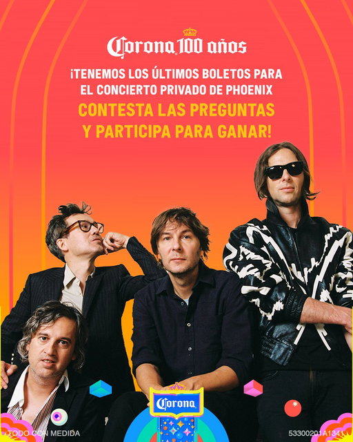 ¡Atención, fans! 🚨
Los últimos boletos para el concierto privado de Phoenix están aquí 🎟️
Participa:
1️⃣ Da like ❤️ y RT 🔁
2️⃣ Responde las preguntas usando el HT #Corona100Años
¡Los primeros 100 en contestar correctamente y cumplir la dinámica ganan un pase doble! 👑 