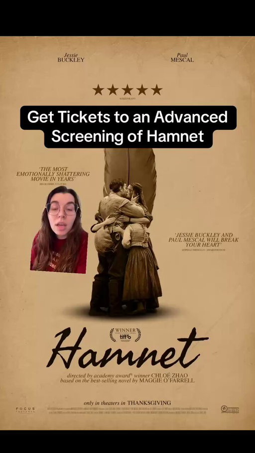 Critics are roaring for Hamnet, calling it a front-runner of the Academy Award race for Best Picture. Luckily for fans of cinema, Shakespeare, Paul Mescal, and Jessie Buckley, you don’t have to wait for this raved-about drama to hit theaters, we’re hosting advanced screenings!  

Mashable and Focus Features are teaming up for a trio of advance screenings to bring Hamnet to keen viewers ahead of release.   

Grab tickets here: https://t.co/AYlo3bqQho