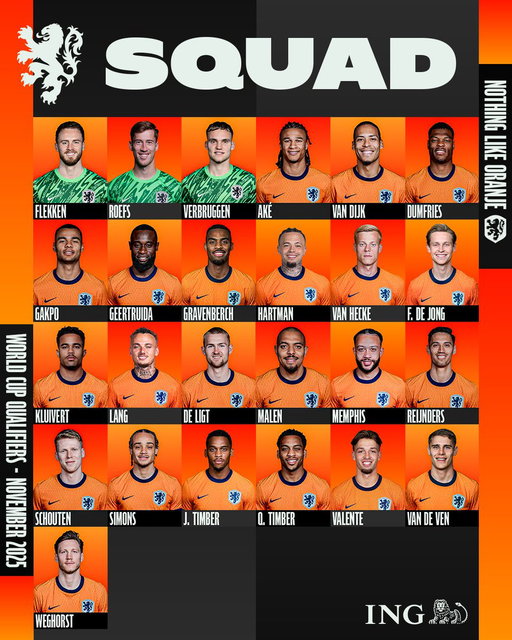 Presenting our squad for the final World Cup Qualifiers! 🌟🇳🇱

Welcome, Luciano! 🆕

#NothingLikeOranje #POLNED #NEDLTU 